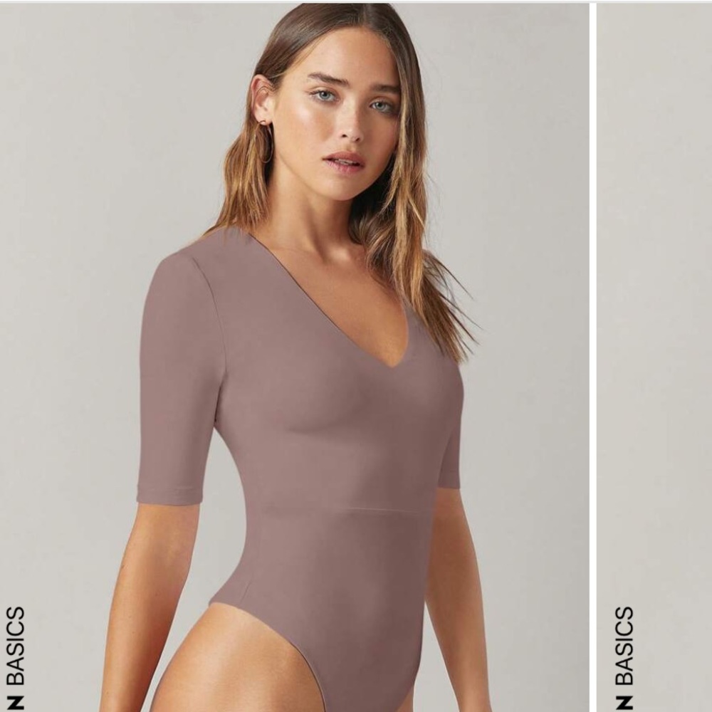 V-neck solid tee bodysuit